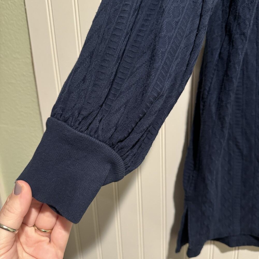 Anthropologie Navy Blue Cableknit Off The Shoulder Sweater Plus Size 1X - Picture 4 of 7